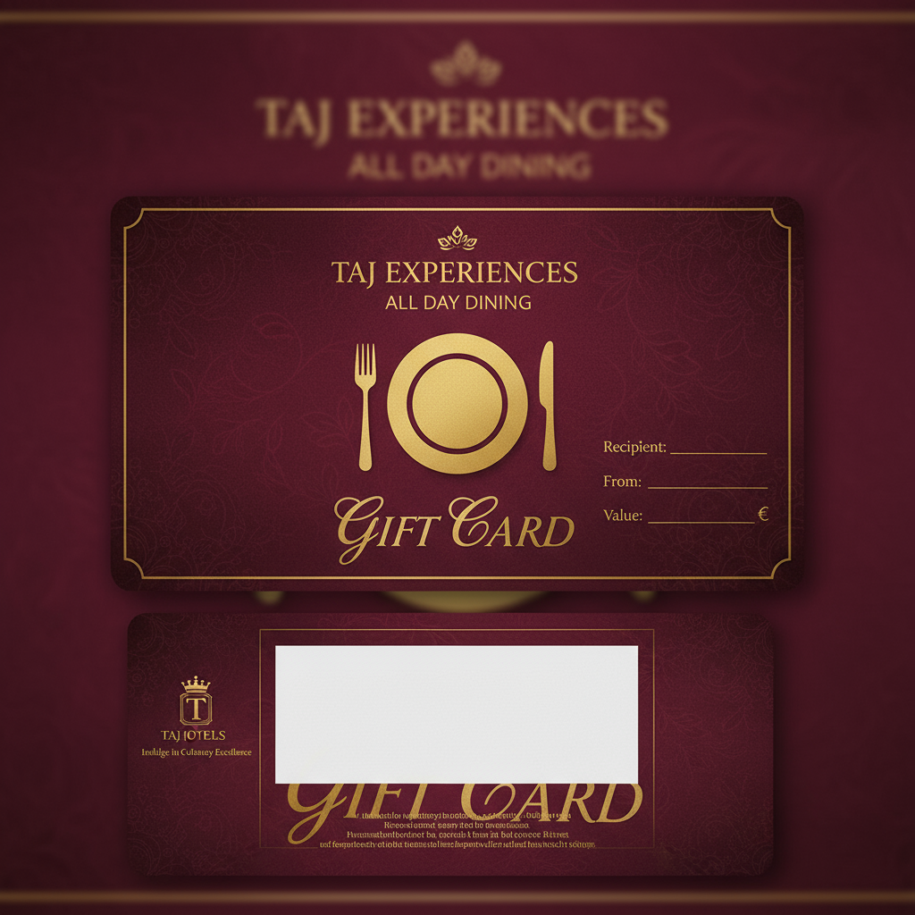 Taj Experiences E Gift Card – Gourmet Dining Voucher for All Day Dining | Instant Digital Delivery